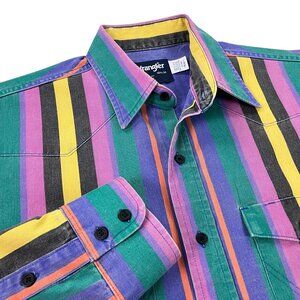 Vintage Wrangler Brushpopper Shirt 16.5 x 34 Western X-Long Tails Rodeo Cowboy